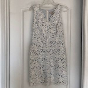 LOFT Dresses - LOFT White Lace Dress with Blue lining. LOFT Dresses - LOFT White Lace Dress with Blue lining.